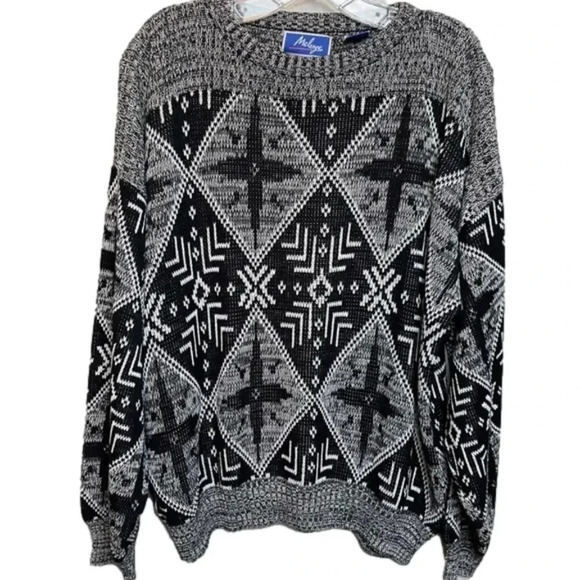 Vintage geometric wool blend knit sweater by Melange. 
Size: XL - Picture 1 of 8